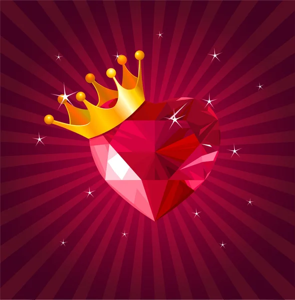 Valentijn kaart met crystal hart — Stockvector