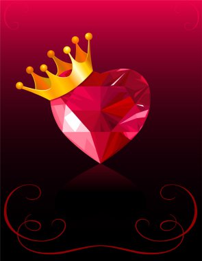 Valentine card with crystal heart clipart