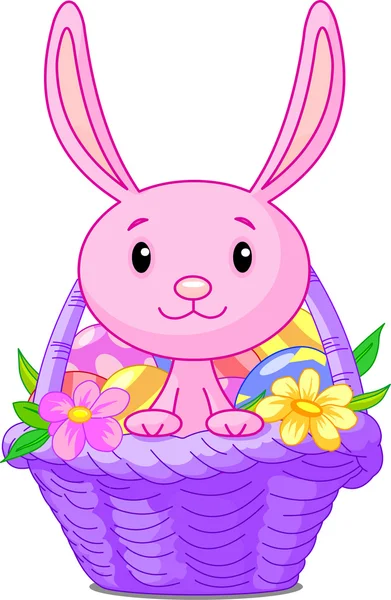 Panier de Pâques avec lapin — Image vectorielle