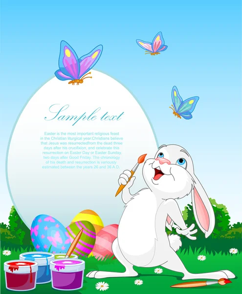 绘画的复活节彩蛋复活节兔子 — 图库矢量图片
