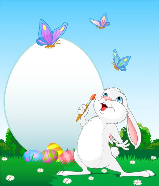 Easter Bunny painting Easter Eggs — Stock Vector