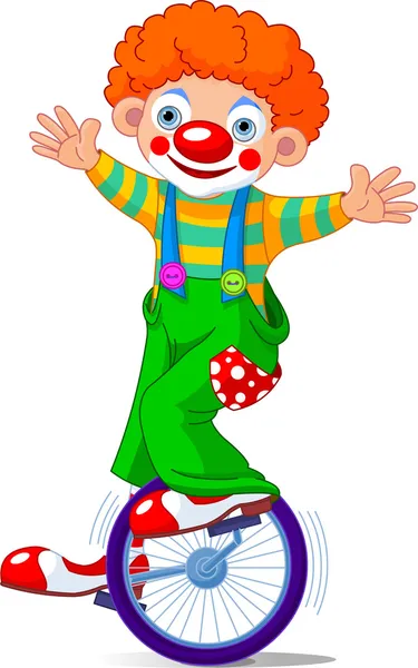 Clown sur le monocycle — Image vectorielle