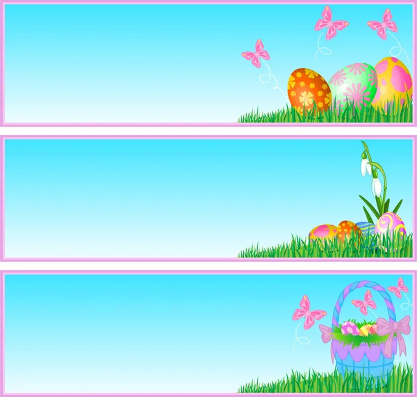 Banderas de huevos de Pascua — Vector de stock