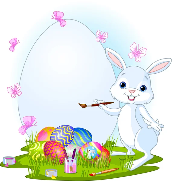 Conejo de Pascua pintura Huevos de Pascua — Archivo Imágenes Vectoriales