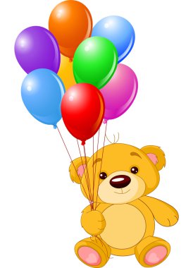 Bear with balloons clipart