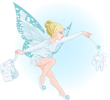 Tooth fairy with magic wand clipart