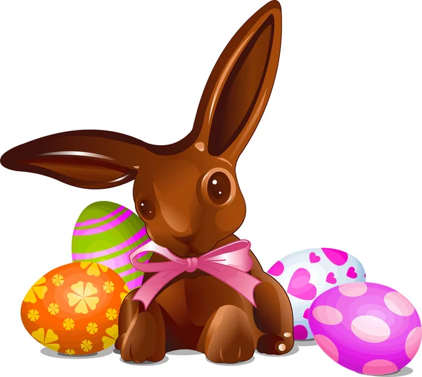 Chocolate Easter bunny — Stock Vector