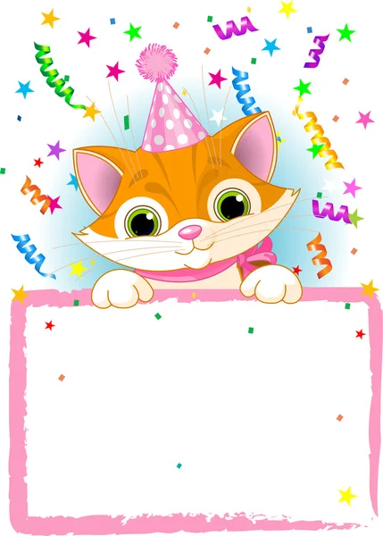 Yavru kedi doğum günü — Stok Vektör