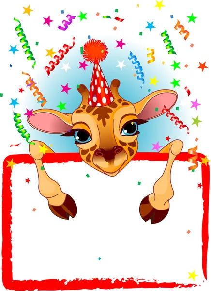 Baby Giraffe Birthday — Stock Vector