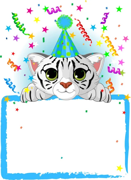 Baby White Tiger Compleanno — Vettoriale Stock