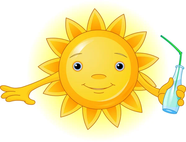 夏天太阳与瓶 — 图库矢量图片
