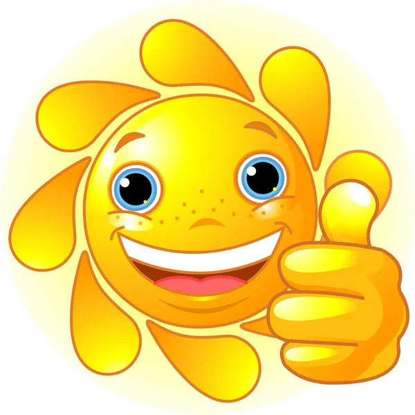 Sun Hand giving thumbs up — Stock Vector