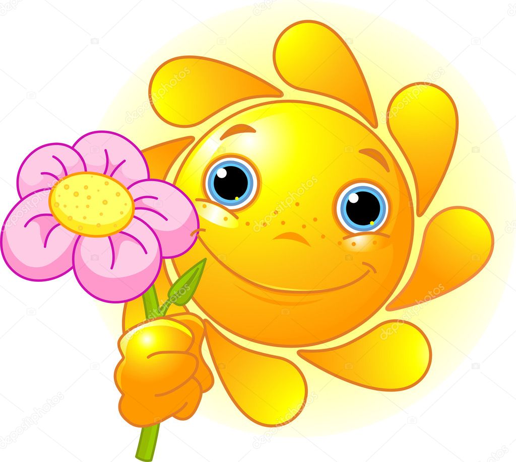Cute Summer Sun giving a flower