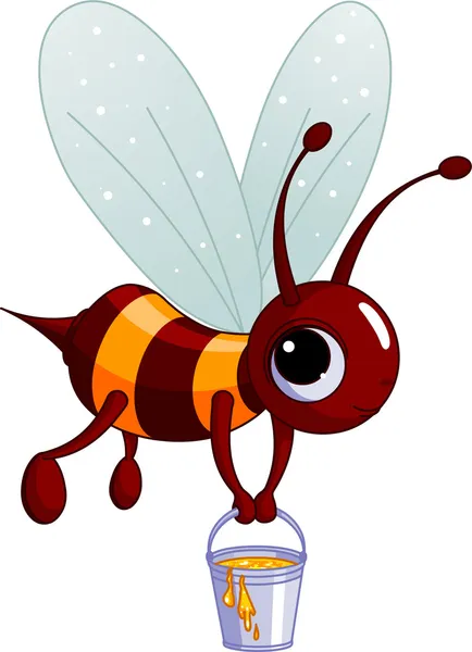Včela držení lžíce medu — Stockový vektor