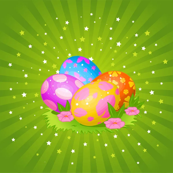 Hermoso fondo huevos de Pascua — Vector de stock