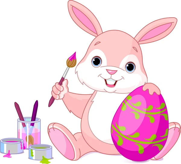 Coniglietto pittura uovo di Pasqua — Vettoriale Stock