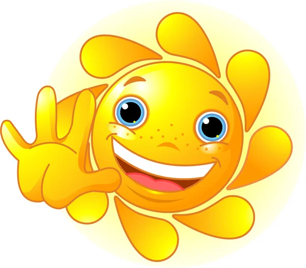 Soleil mignon renonçant bonjour — Image vectorielle