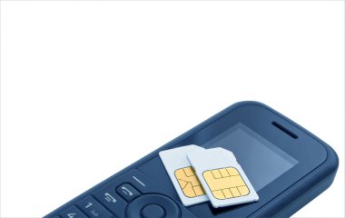 Two sim cards on mobile telefone clipart