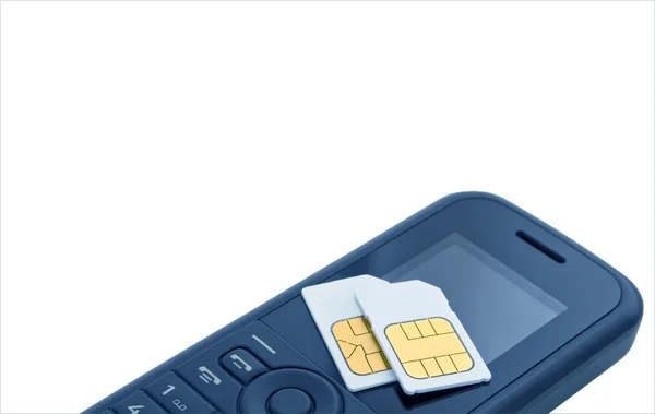 Cep telefone üzerinde iki SIM kart — Stok fotoğraf