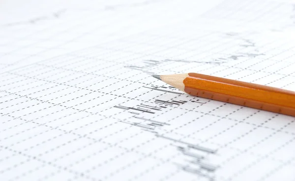 The Pencil on paper graph. — Stock Photo, Image