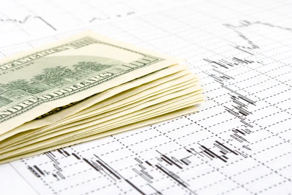 The Dollars on graph. — Stock Photo, Image