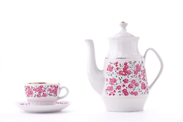 Ensemble élégant de thé en porcelaine — Photo