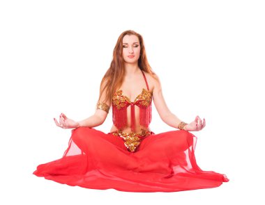 Young woman meditating clipart