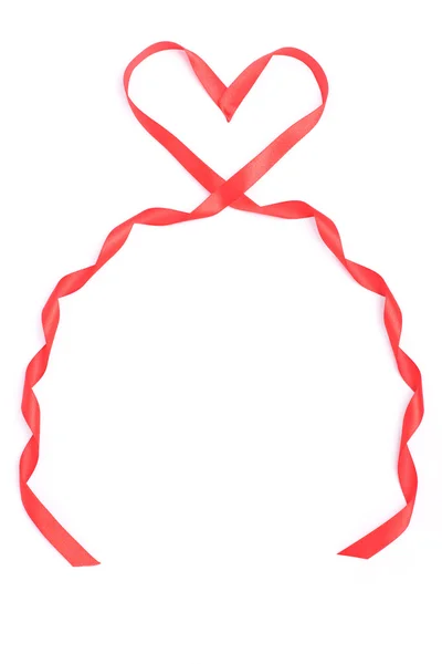 Red heart form ribbon for Valentine — Stock Photo, Image