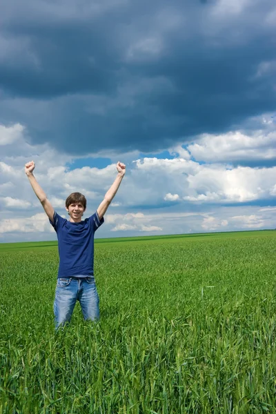 Young man achieved his goal! — Stock Photo, Image