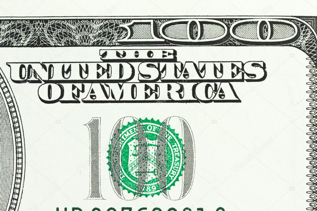 One Hundred Dollar Bill Close-up shot