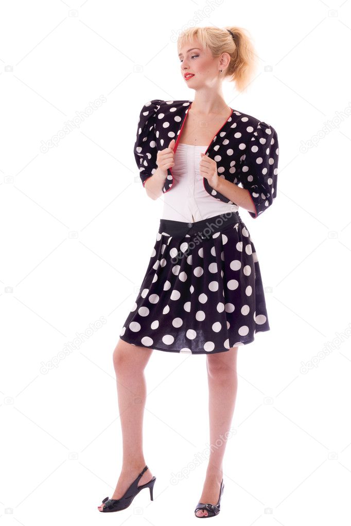 Pin-up girl in Polka dot suit