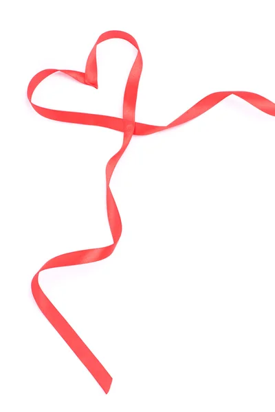 Coração vermelho de fita de Valentim — Fotografia de Stock