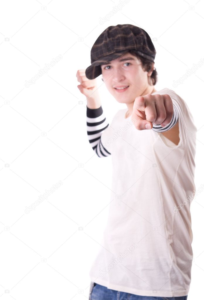 Teen pointing directly at you