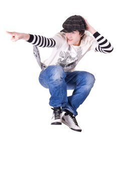 Teenager jumping and dancing clipart