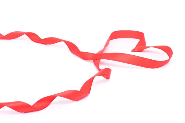 Red heart from ribbon for valentine — Stock Photo, Image