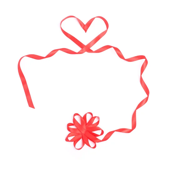 Red heart from ribbon for valentine — Stock Photo, Image