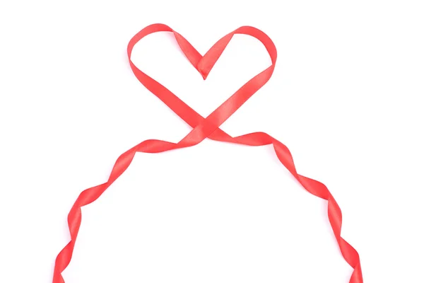 Red heart form ribbon for Valentine — Stock Photo, Image