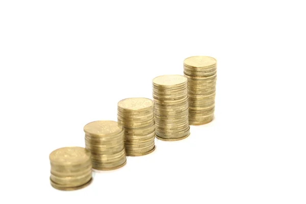 Monedas sobre fondo blanco Imagen de stock