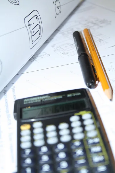 Kalkulator na dokument — Zdjęcie stockowe