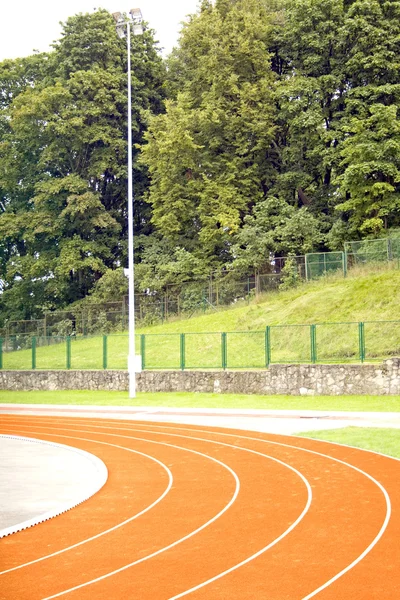 Track op stadion — Stockfoto
