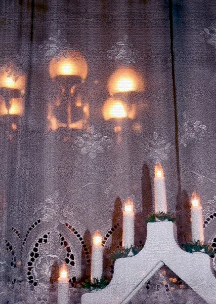Christmas decoration on window board — Stock Photo, Image