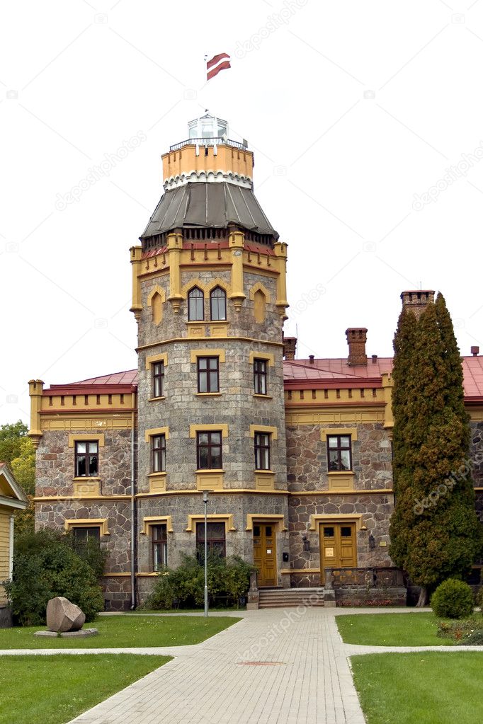 Old castle with a tower in Sigulda
