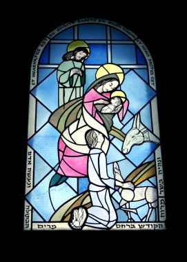 Stained glass window in the monastery clipart