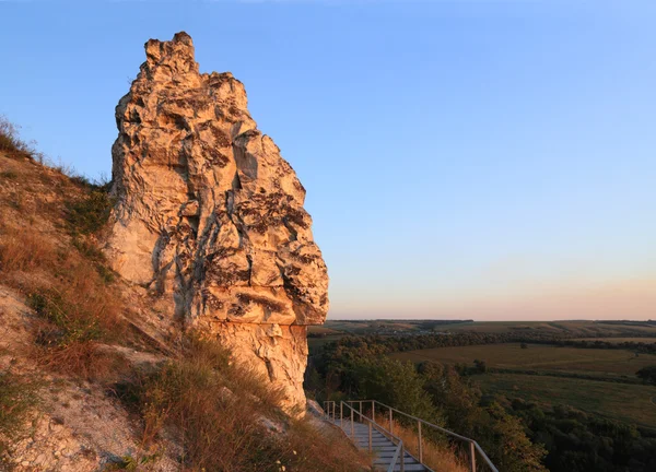 stock image The chalk rock shined with the sunset