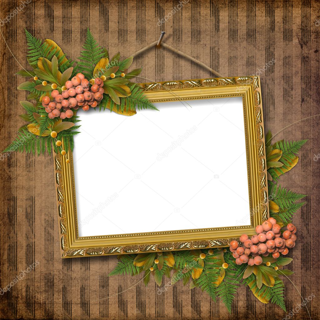 Picture gold frame with a decorative pat