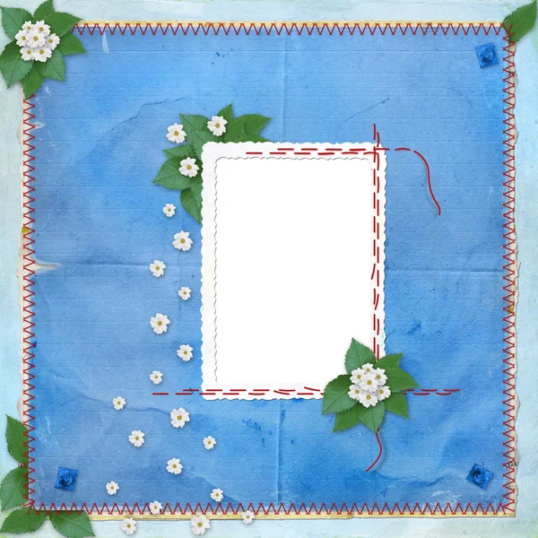 Винтажная рамка с букет цветов на т — стоковое фото