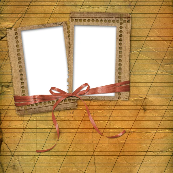 Old grunge frames with ribbons and bow o — Stock Photo, Image