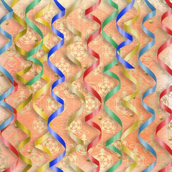 Karta s mnohobarevnou stuhami na svá — Stock fotografie