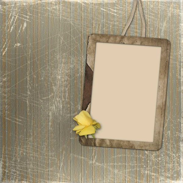Rámec s žlutou růži na abstra — Stock fotografie