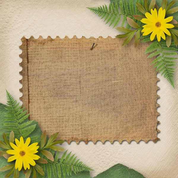 Grunge χαρτί με δέσμη των λουλουδιών για το — Φωτογραφία Αρχείου